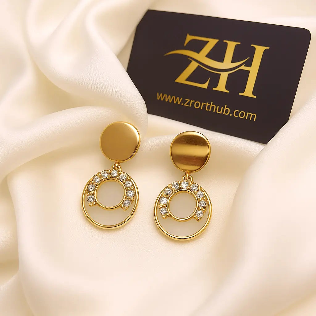New Gorgeous Design peach & silver Stones Earrings for Girls/Women ZRORTHUB JEWELLERY